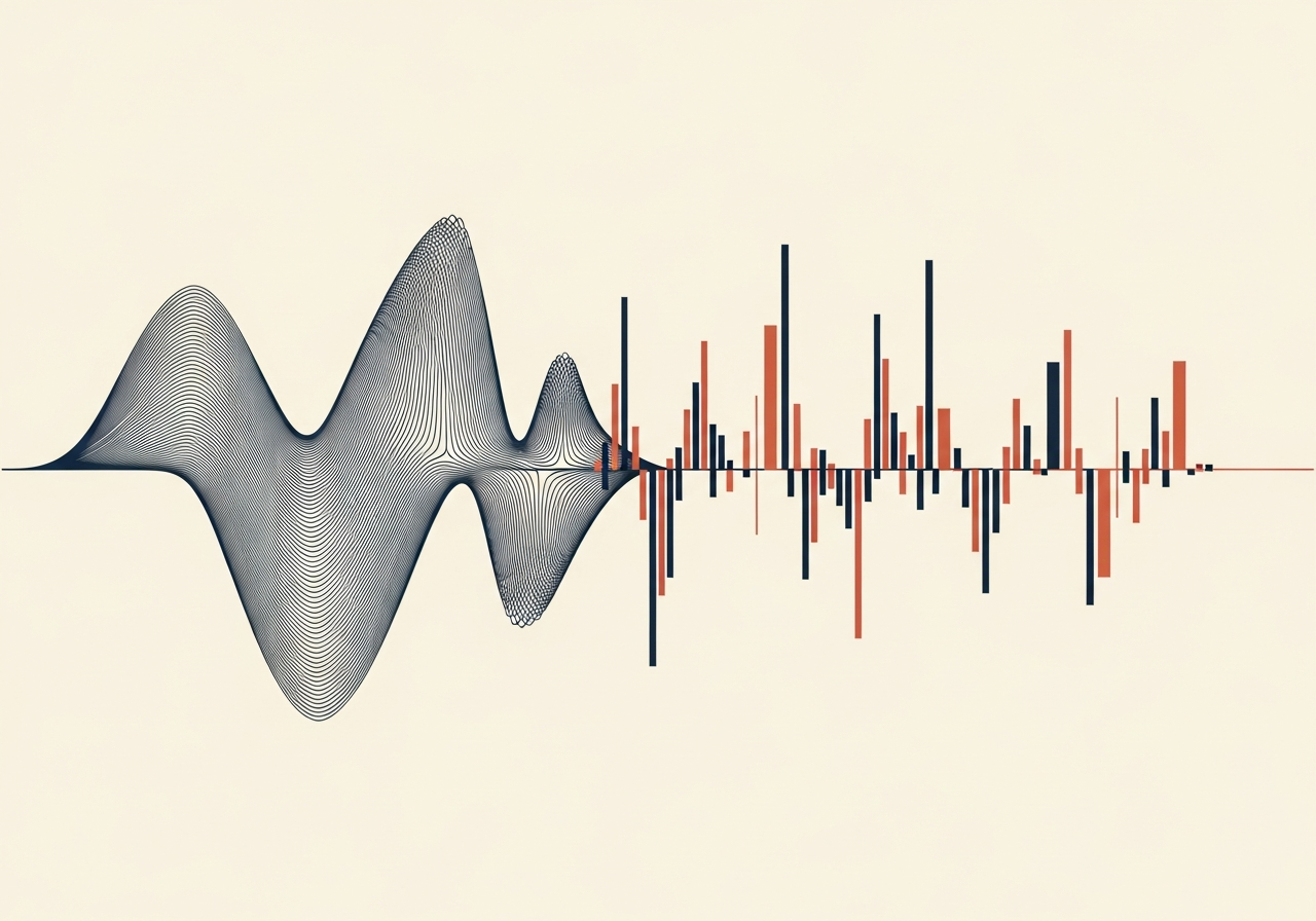 Abstract waveform morphing into evidence nodes