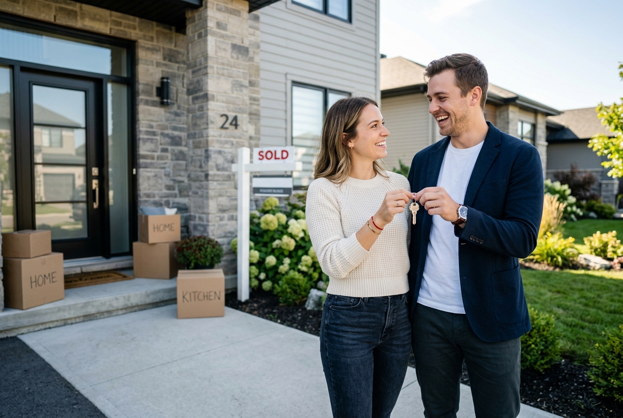 Two friends holding the keys to the home they bought together
