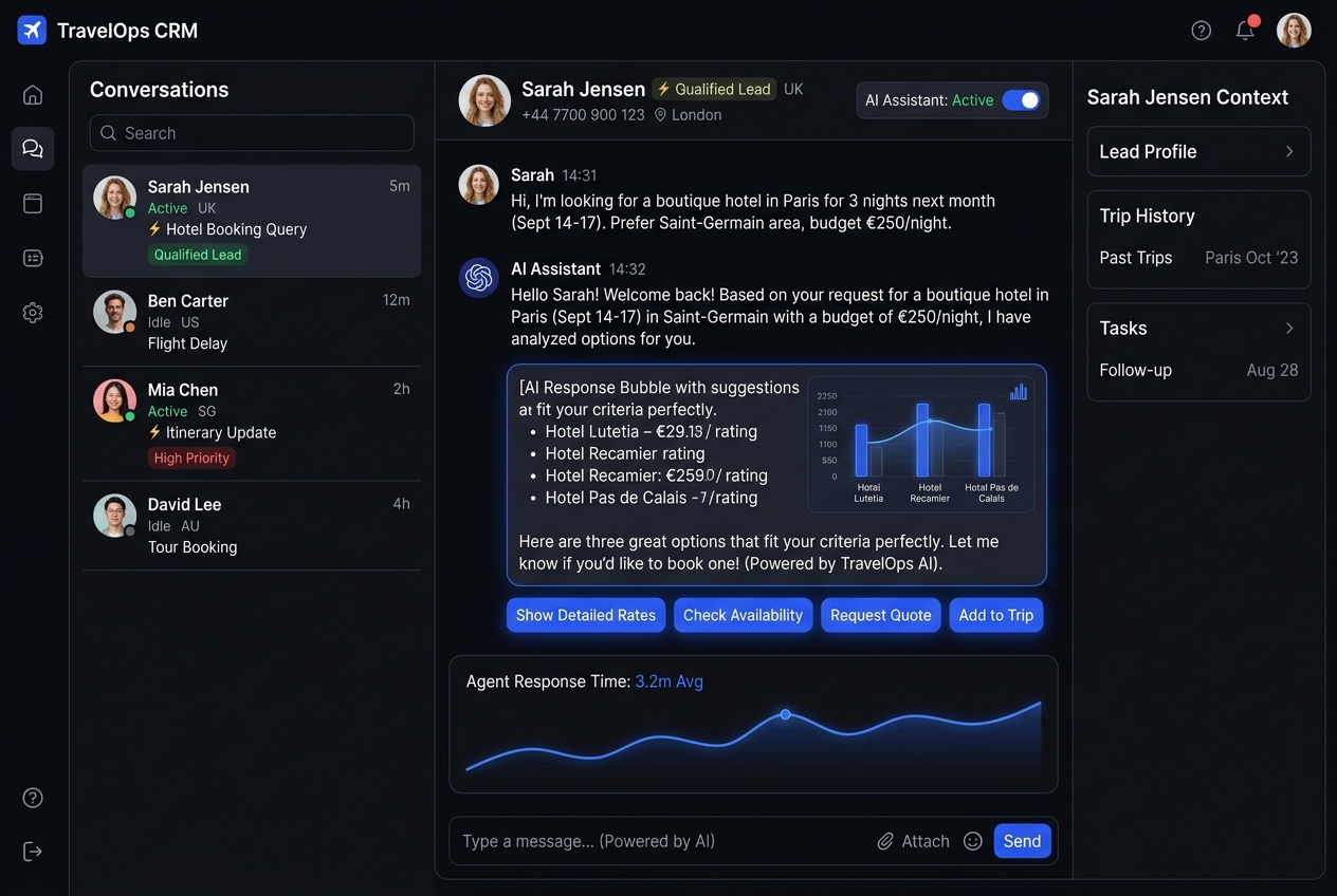 AI Chat Bot CRM dashboard