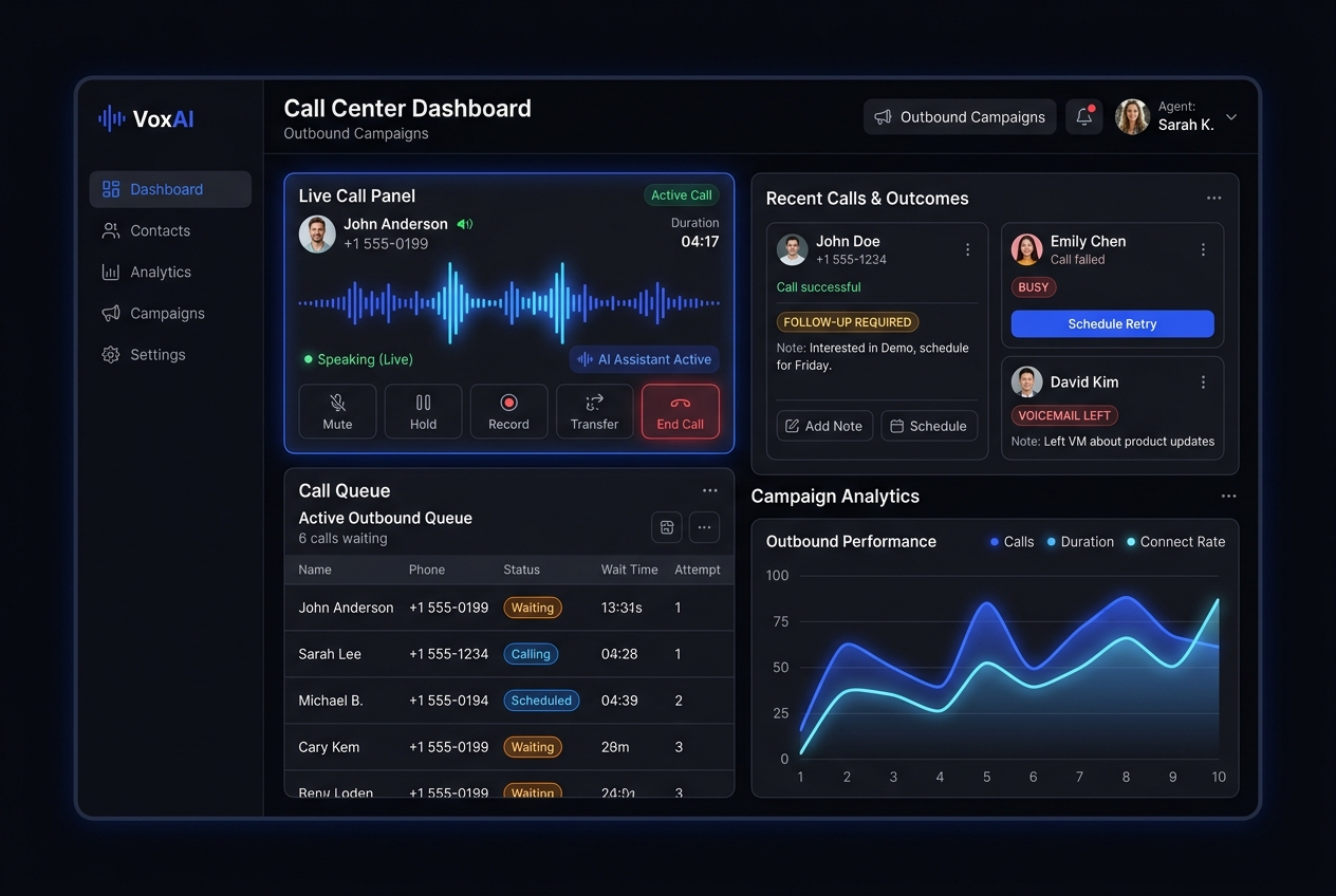 AI Caller voice dashboard