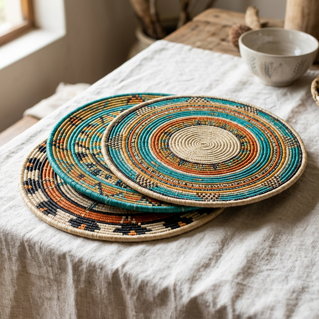 Woven Beaded Placemats — Handcrafted Table Mats