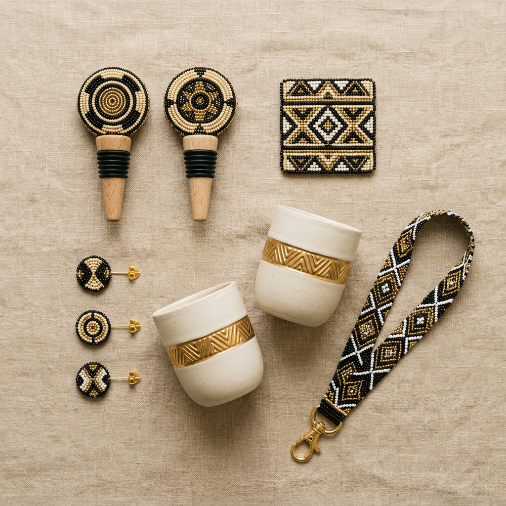 Beaded Accessories Collection — Wine Stoppers, Pins, Cups & Lanyards