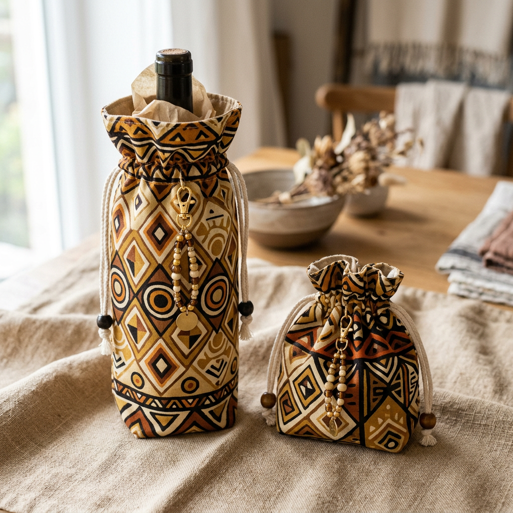 Heritage Print Wine Bottle Bags