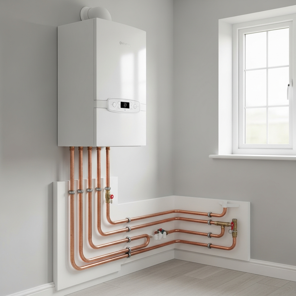Modern gas boiler installation