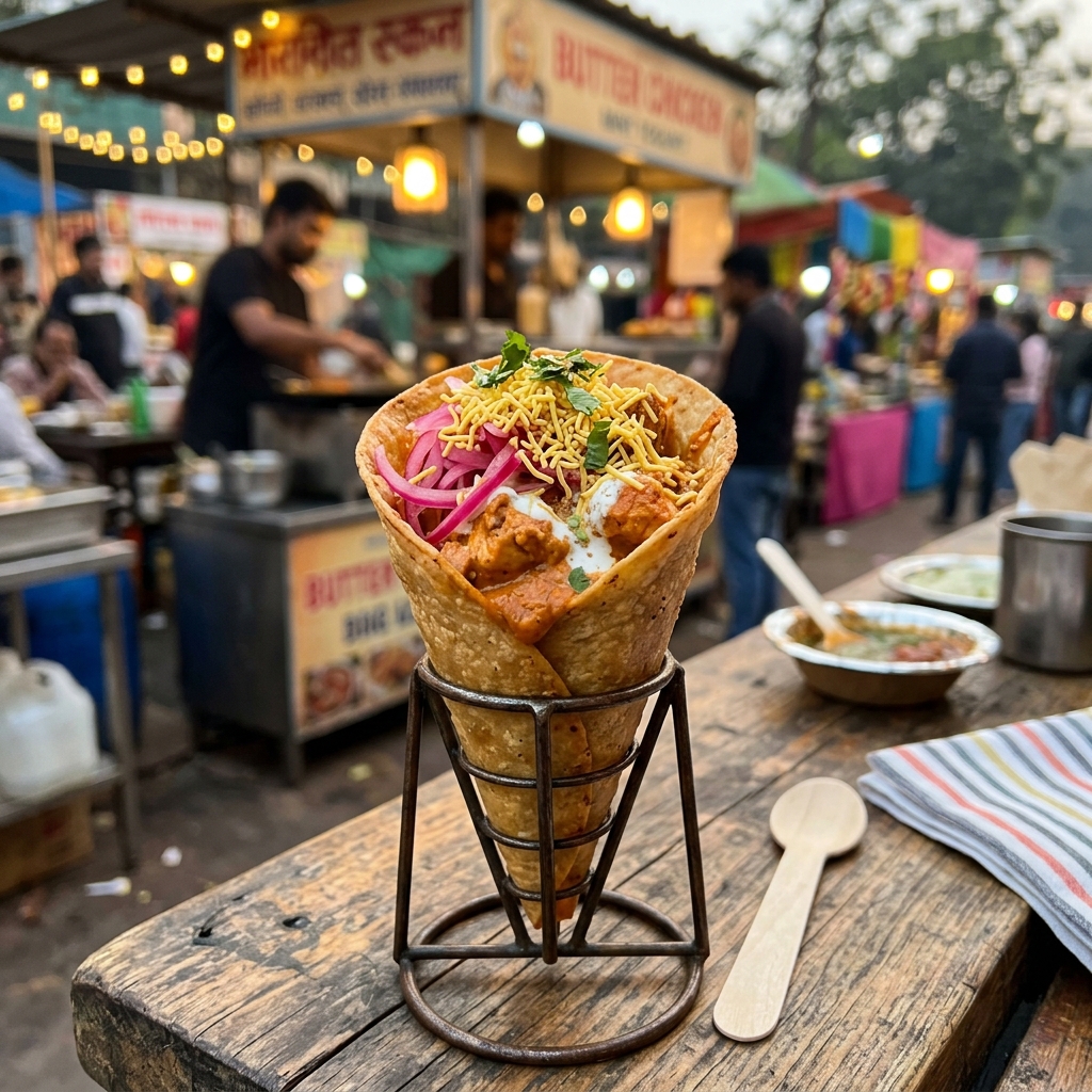 Butter Chicken Taco Cone