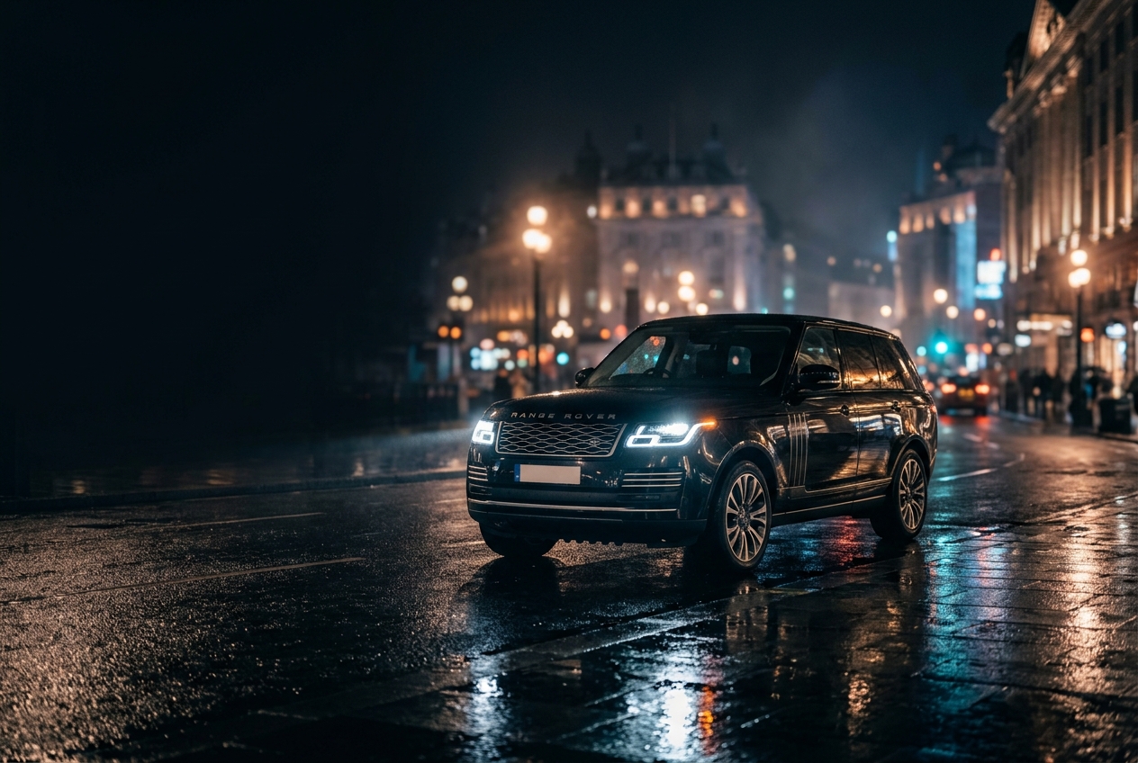 Véhicule VTC de prestige la nuit