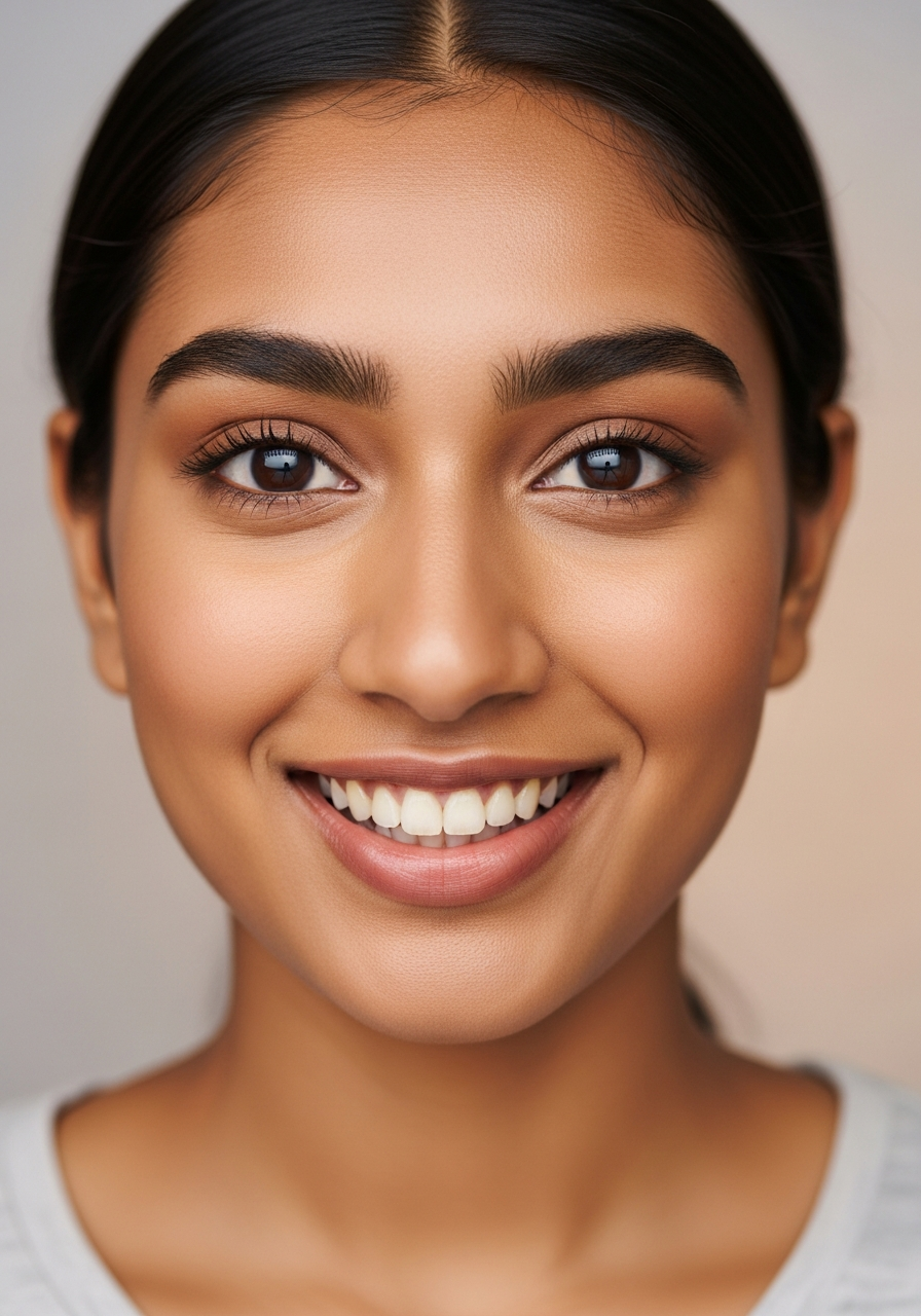 Indian woman with clear glowing skin