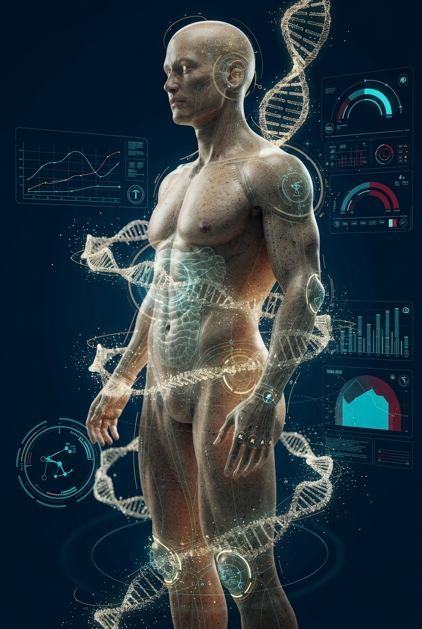 Clinical scientist reviewing genetic data in a precision laboratory