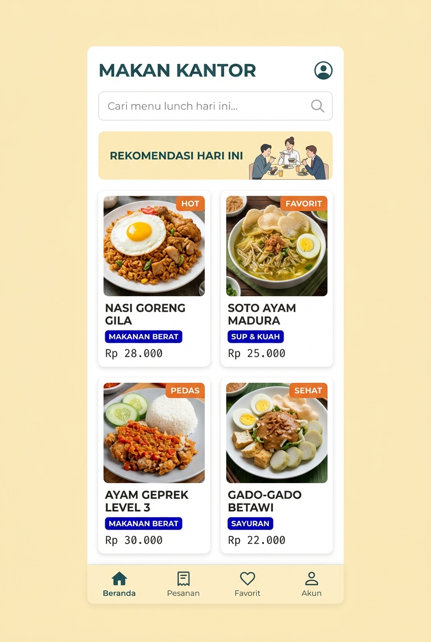 Tampilan layar jelajah menu Cookingin