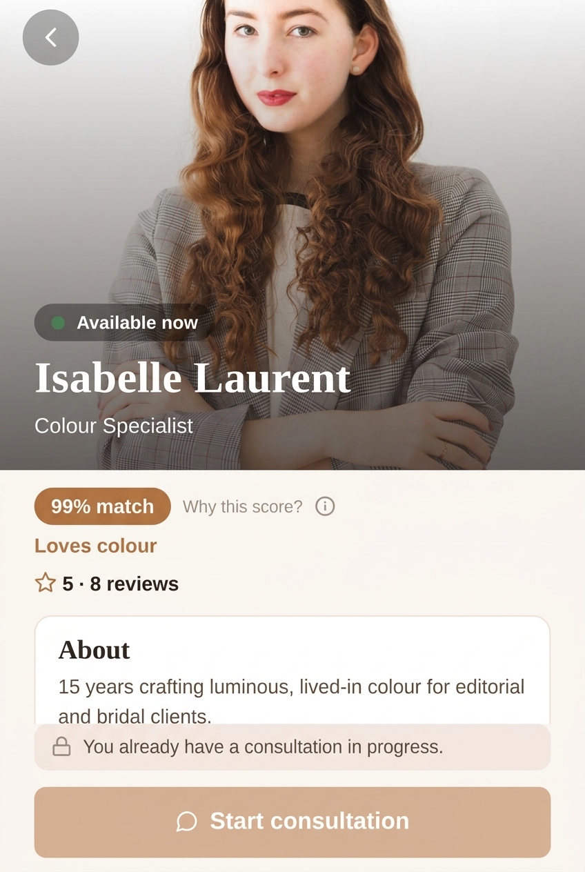Sign in with your phone screen in the Senior Stylist app