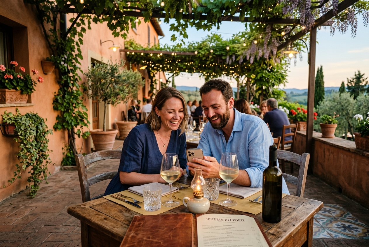 Guests on an Italian terrace