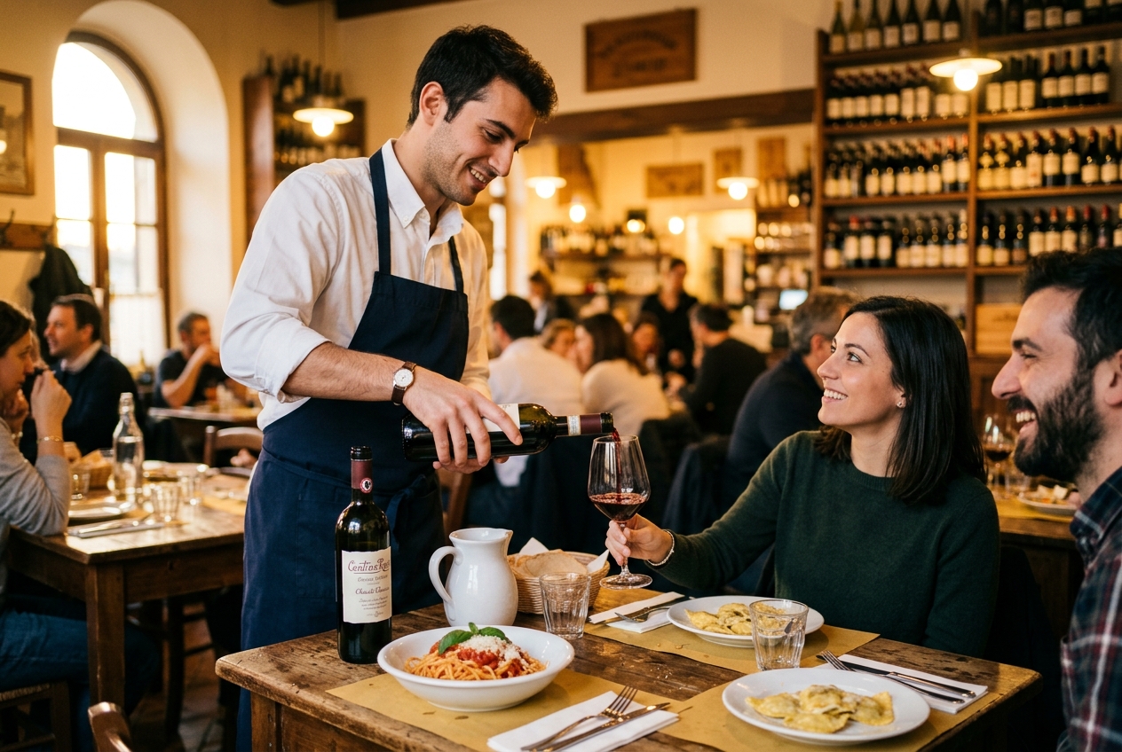 Italian trattoria wine service