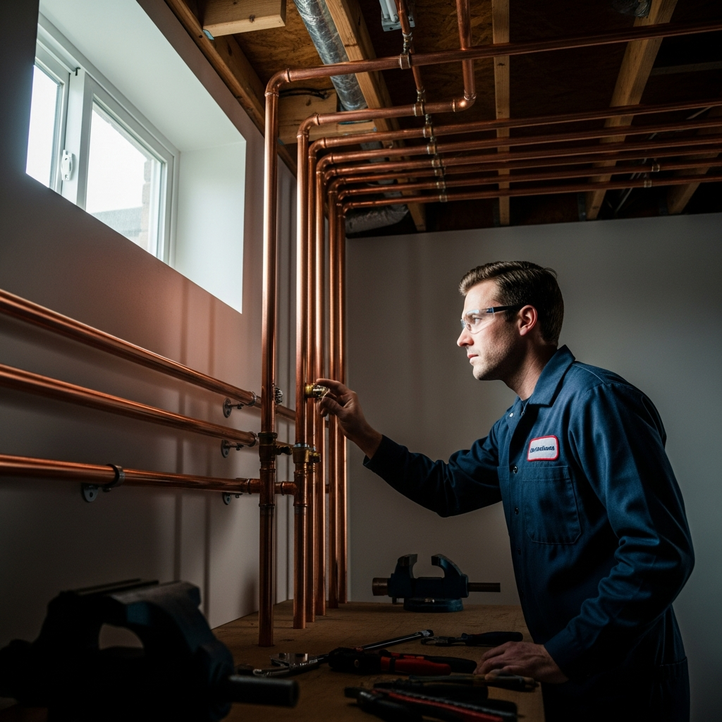 Anytime Rooter plumber on the job