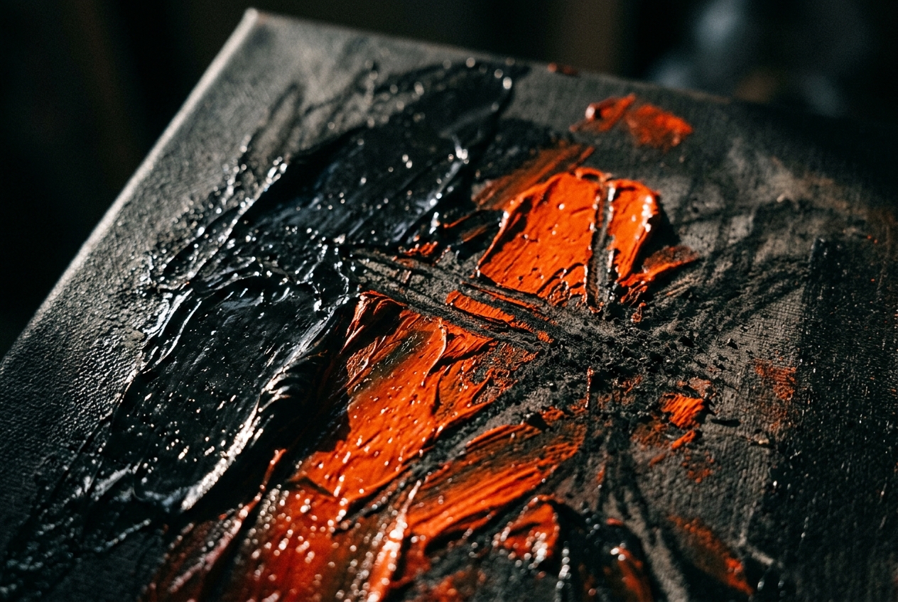 Abstract painting — black ink and vermilion