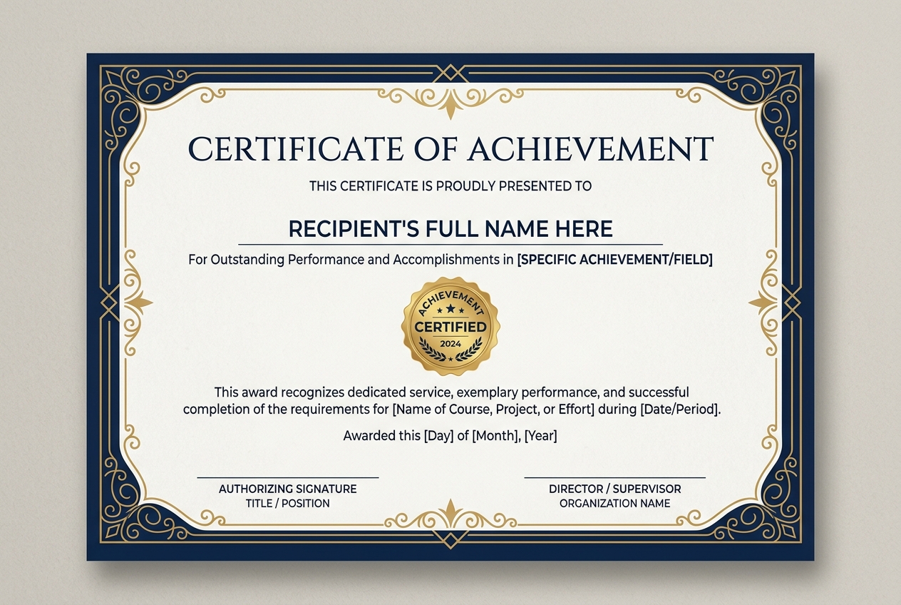 Achievement Certificate Template