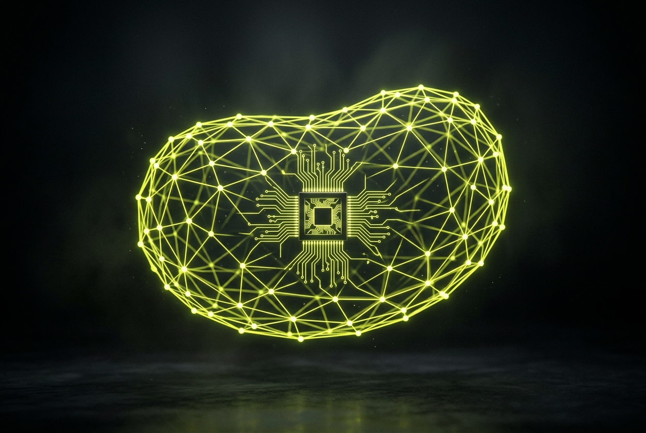 Techy Potato — branded neon network