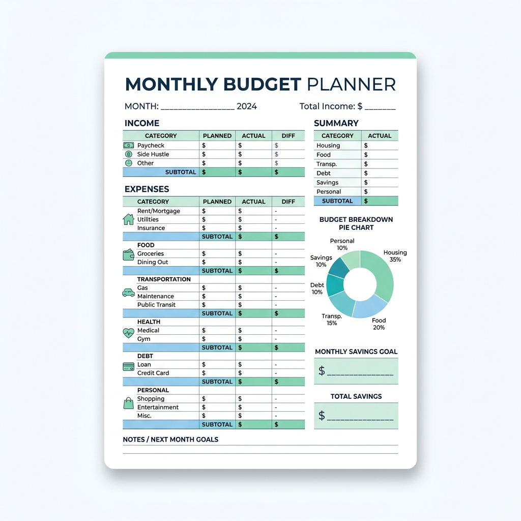 Monthly Budget Planner (PDF)