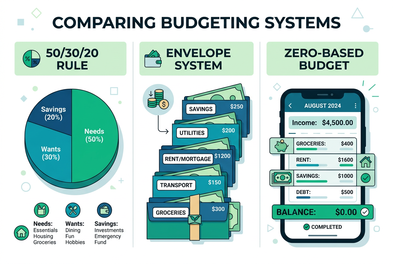 Zero-Based vs 50/30/20 vs Envelope Budgeting: Full Comparison