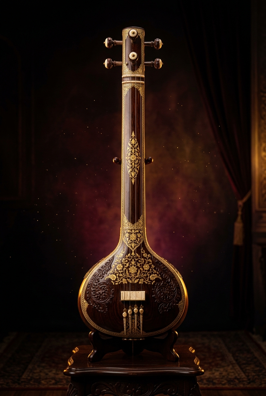 Ornate golden tanpura