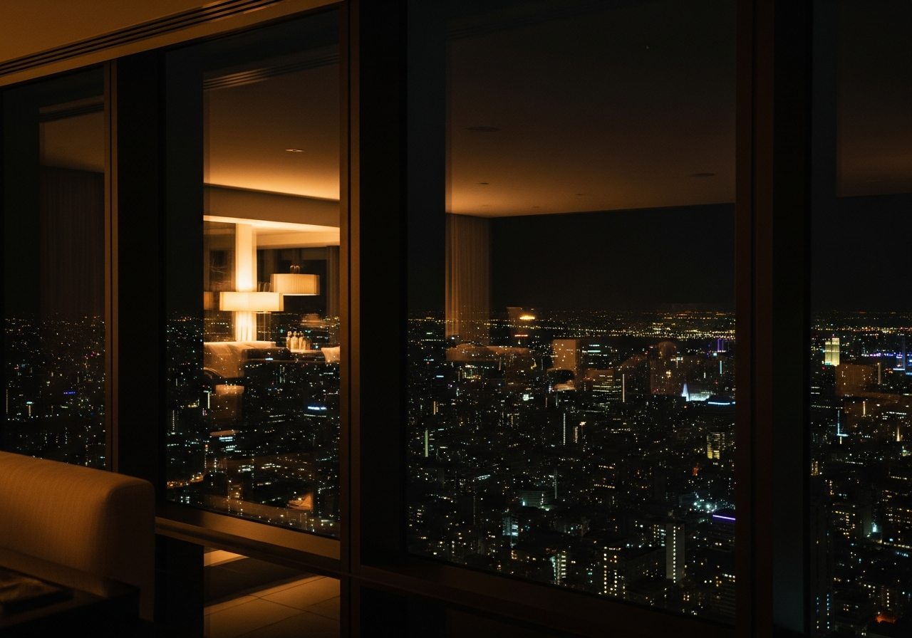 Penthouse skyline at night