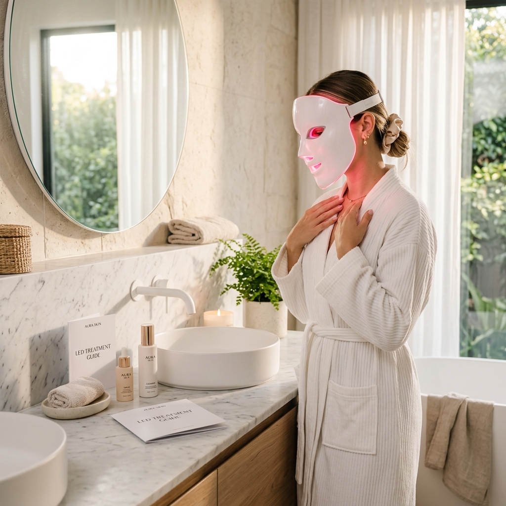 Utilisation de l'appareil LED Lumière — rituel de beauté à domicile