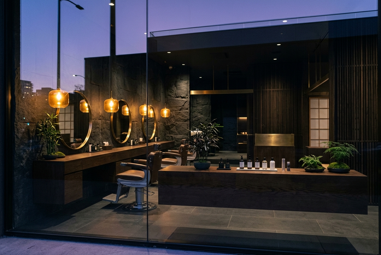 Styled By Nova studio interior at dusk