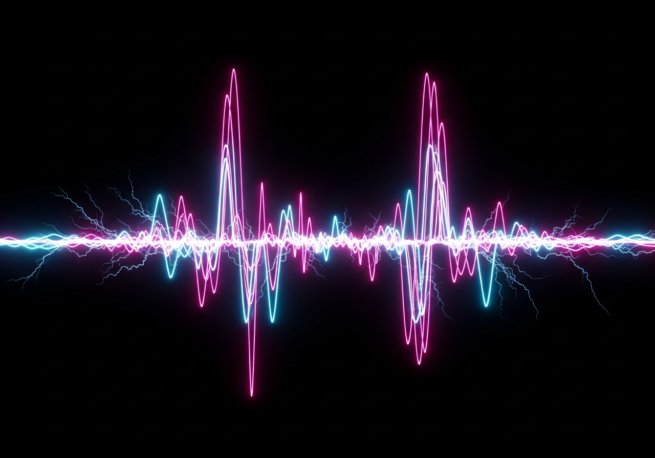 Neon soundwave for FreqMusic Productions