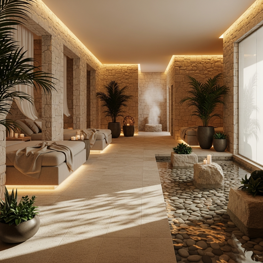 Tranquil neutral spa interior