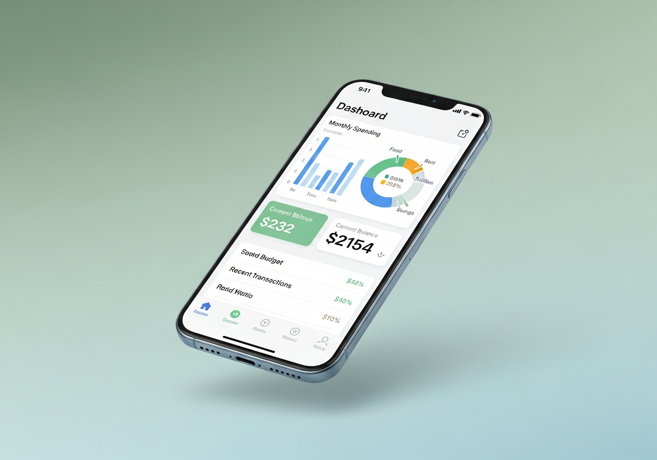 Financial dashboard on smartphone