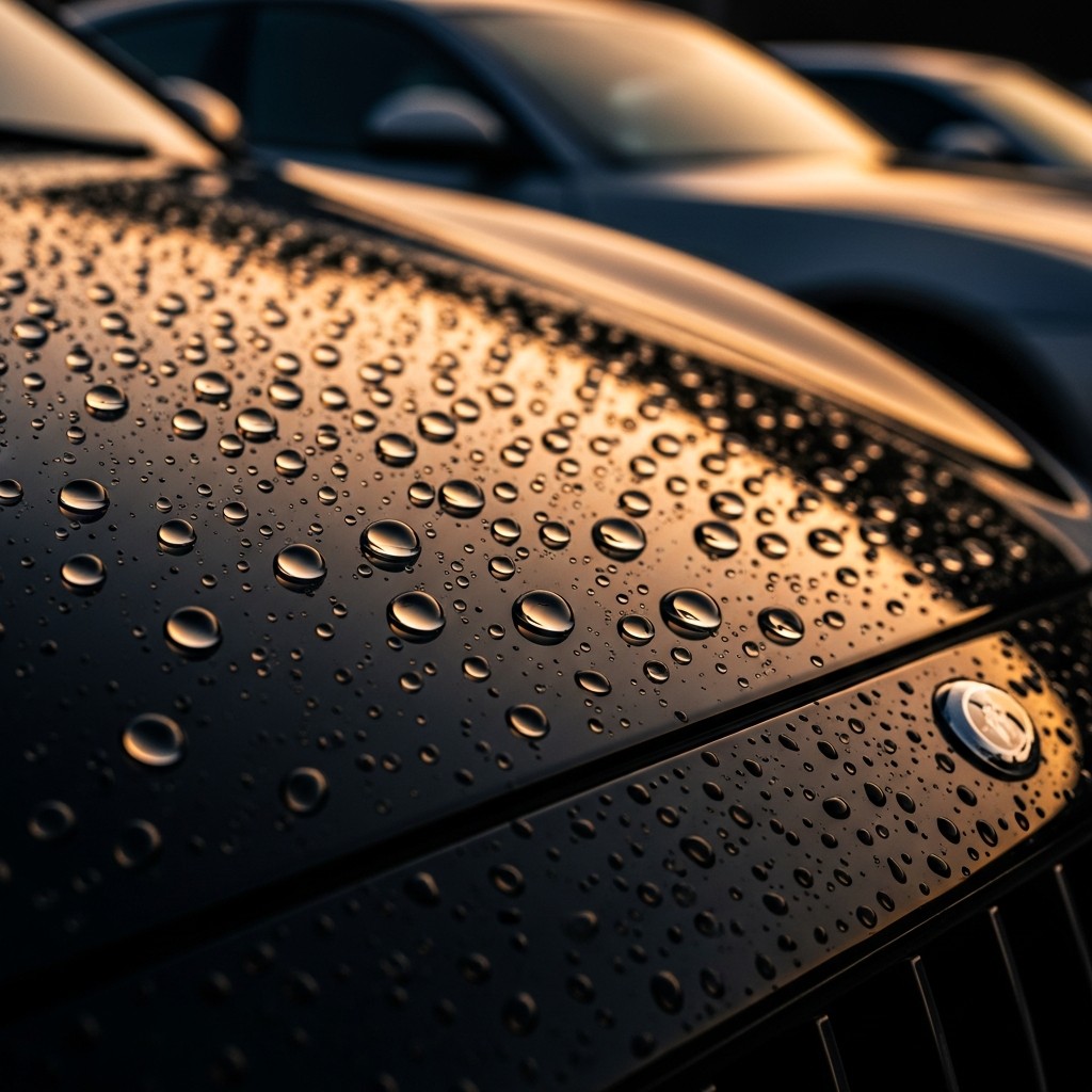 Glossy black car detail