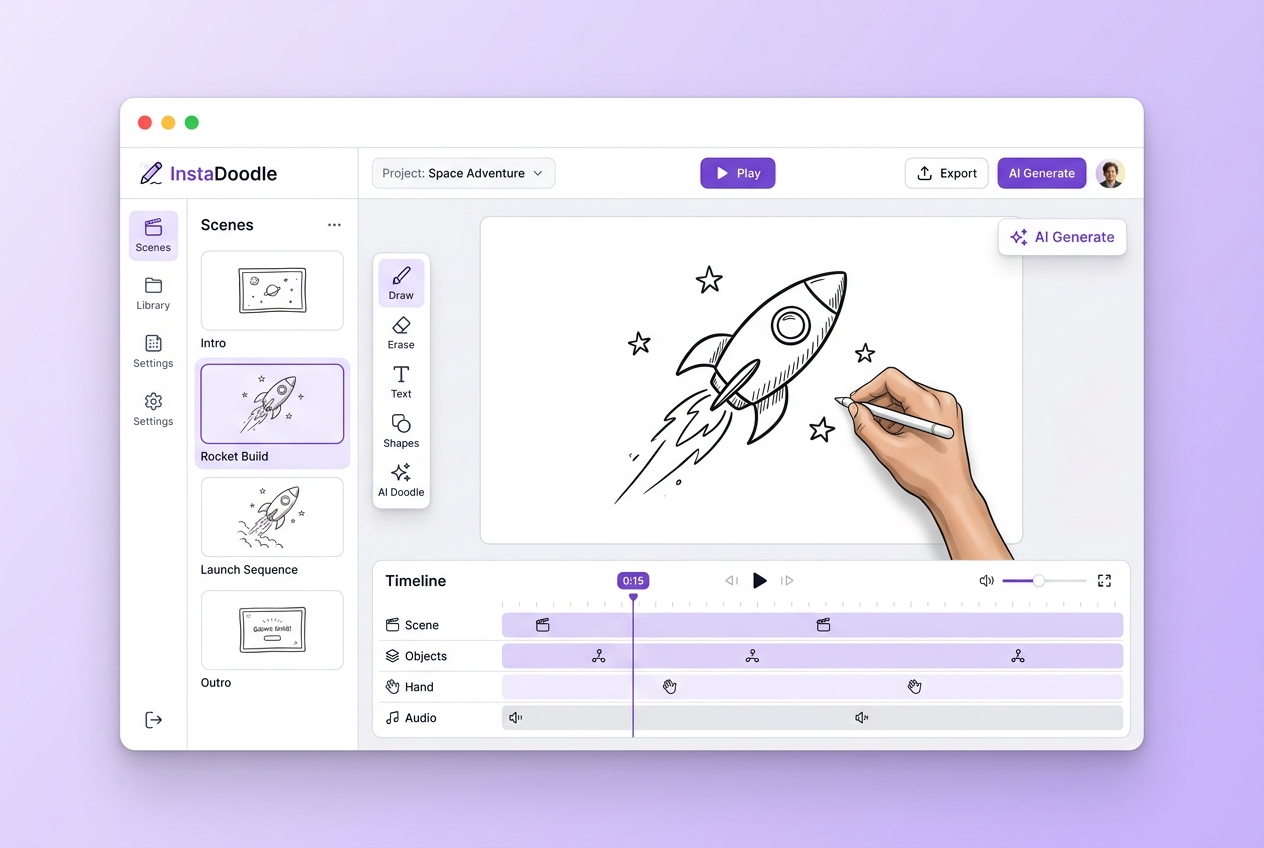 InstaDoodle whiteboard animation editor