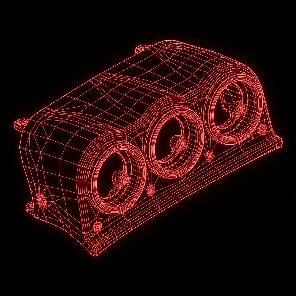 Custom 350Z Gauge Pod CAD wireframe