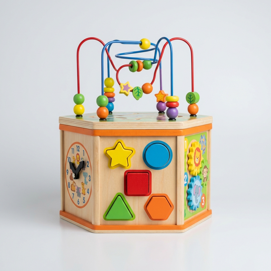 Wooden Activity Learning Cube