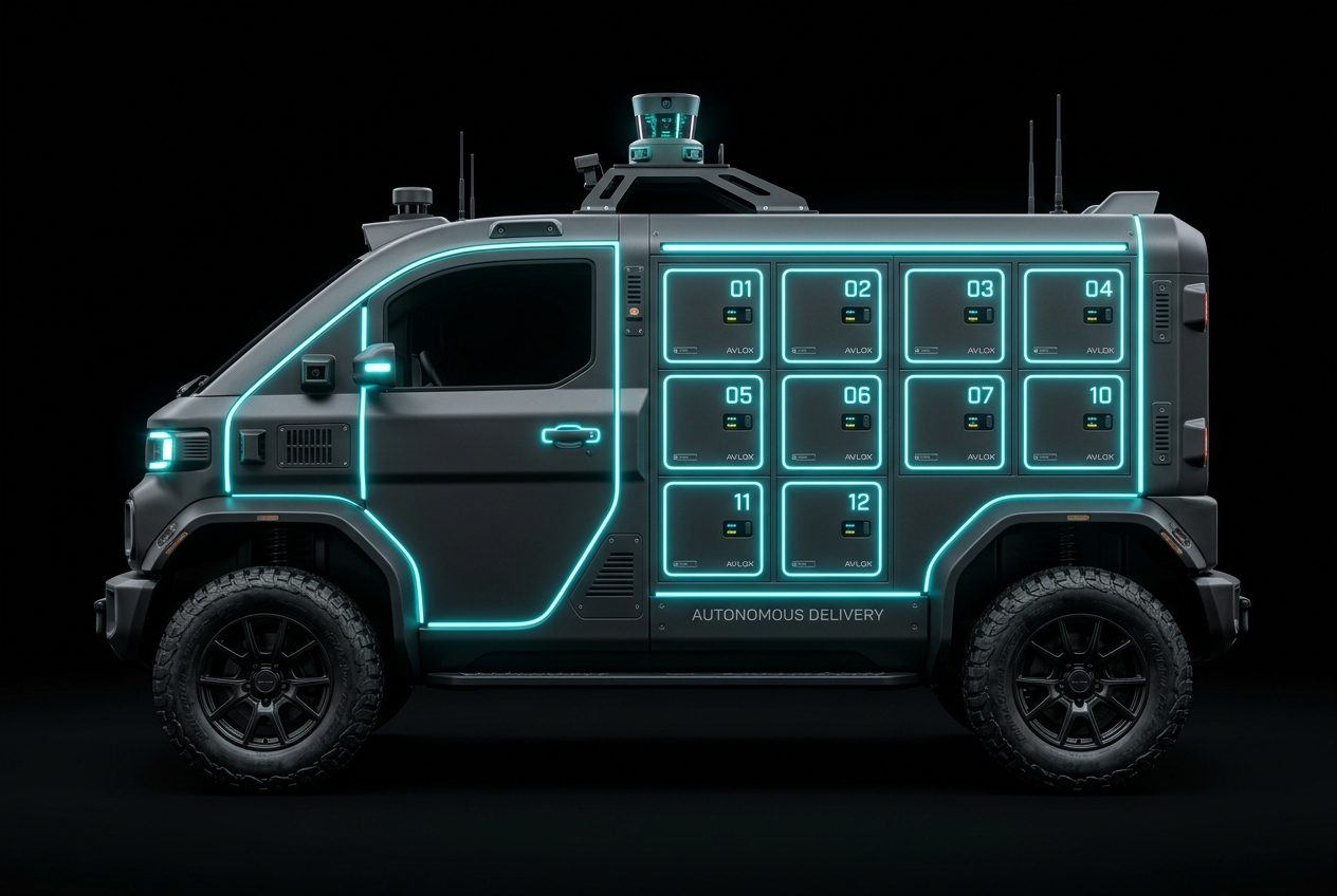DRV-2X side profile showing 12 smart lockers