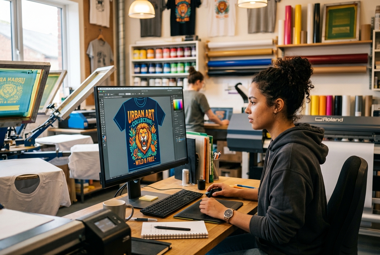 Designer a preparar uma arte para impressão DTF no computador