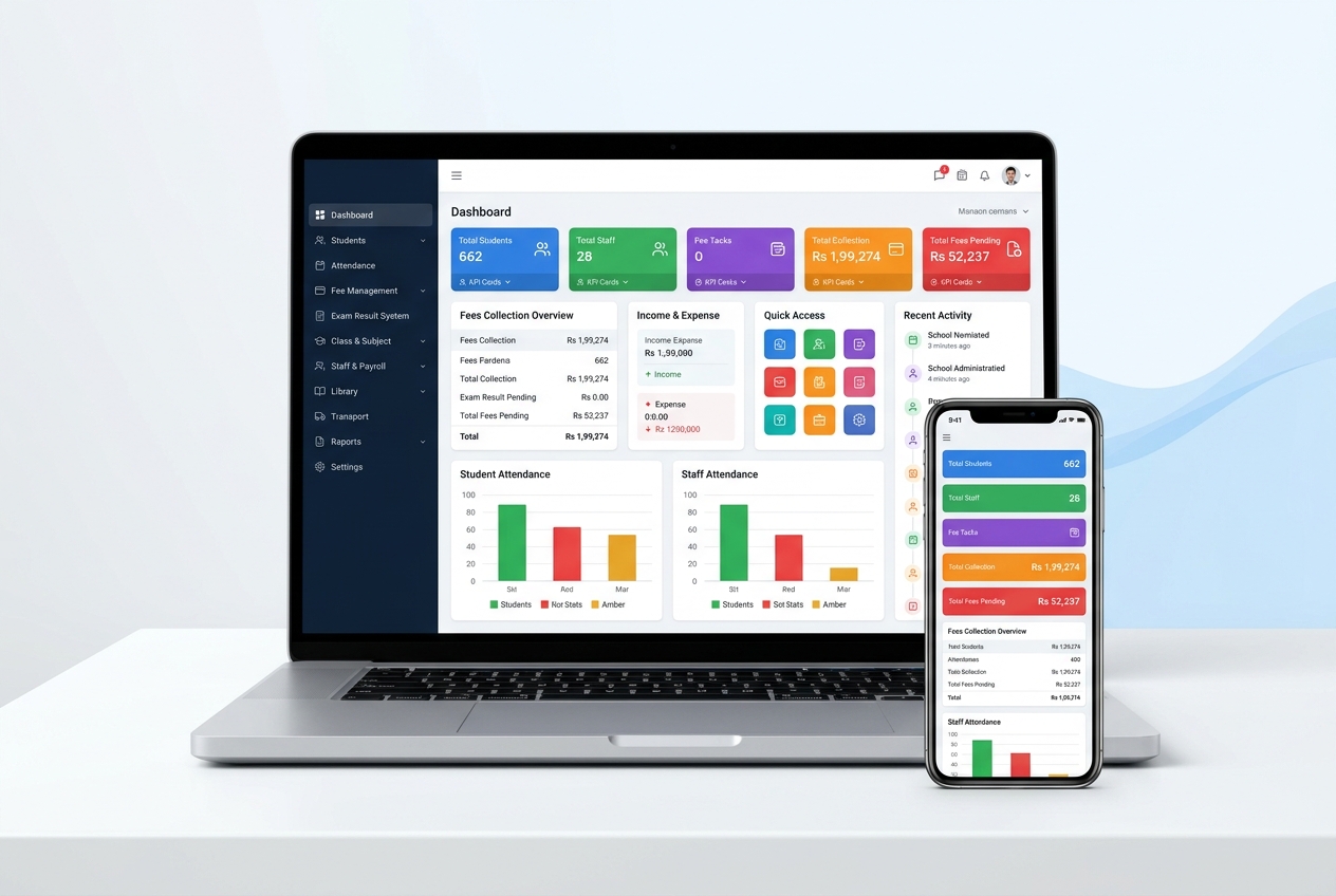 Bharati Software dashboard & mobile app