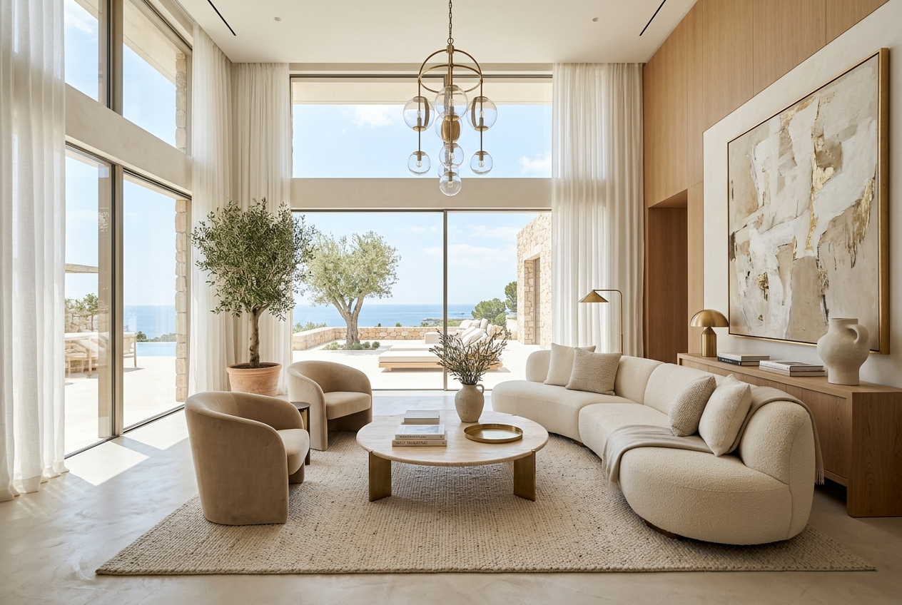VENUS DESIGN bright modern luxury living room interior