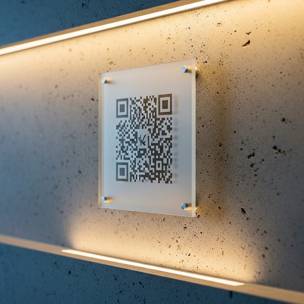 PayLot QR signage on polished concrete
