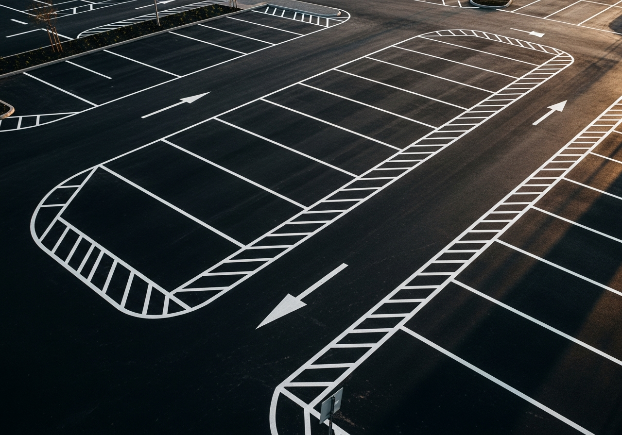 Aerial view of a modern Canadian parking lot managed by PayLot