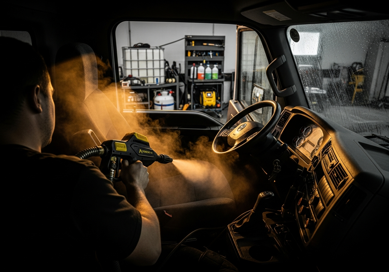 Heavy duty work truck interior detailing