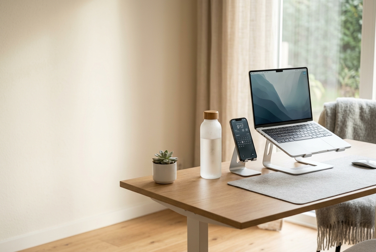 A calm, minimal workspace