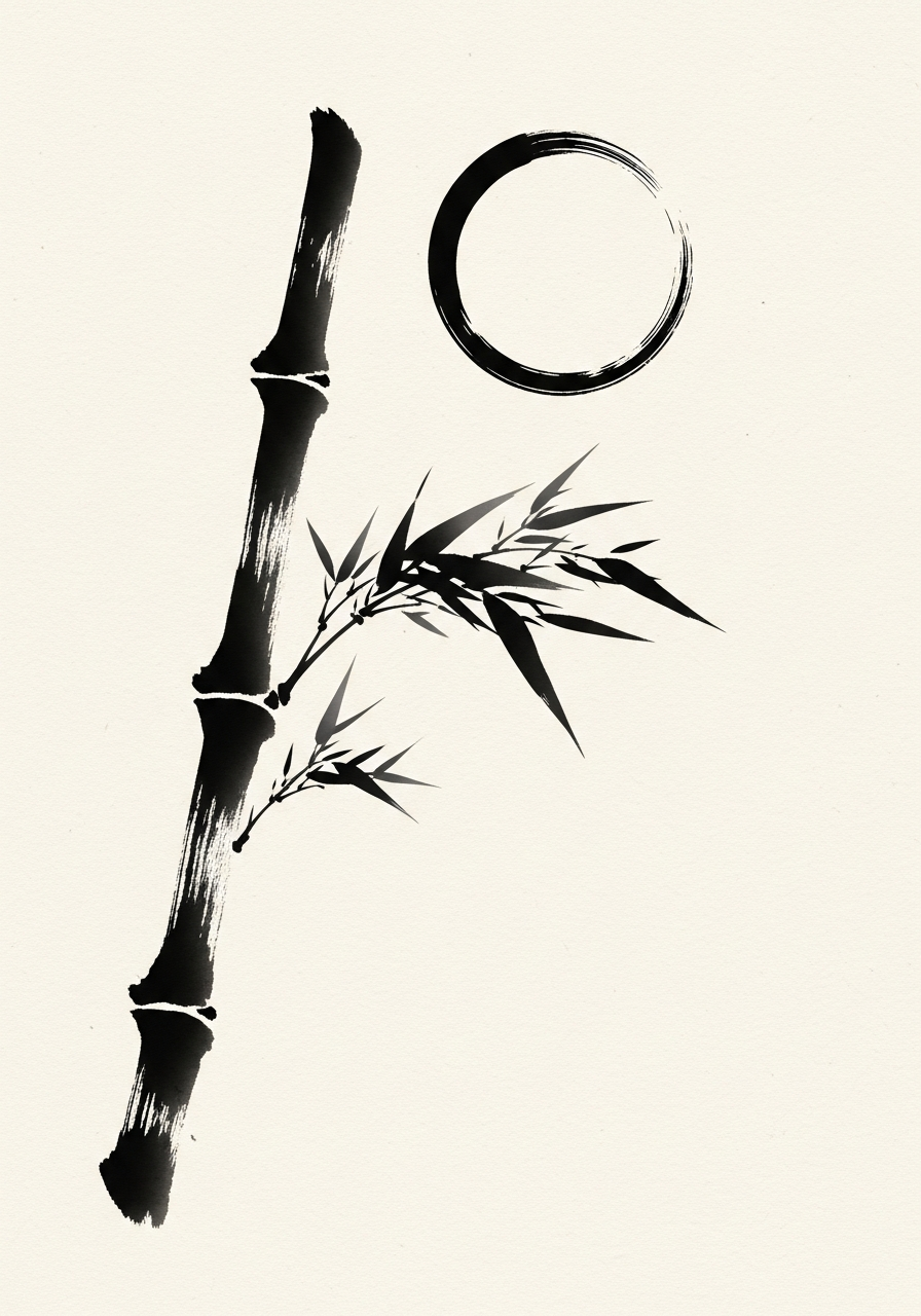 Sumi-e zen ink wash