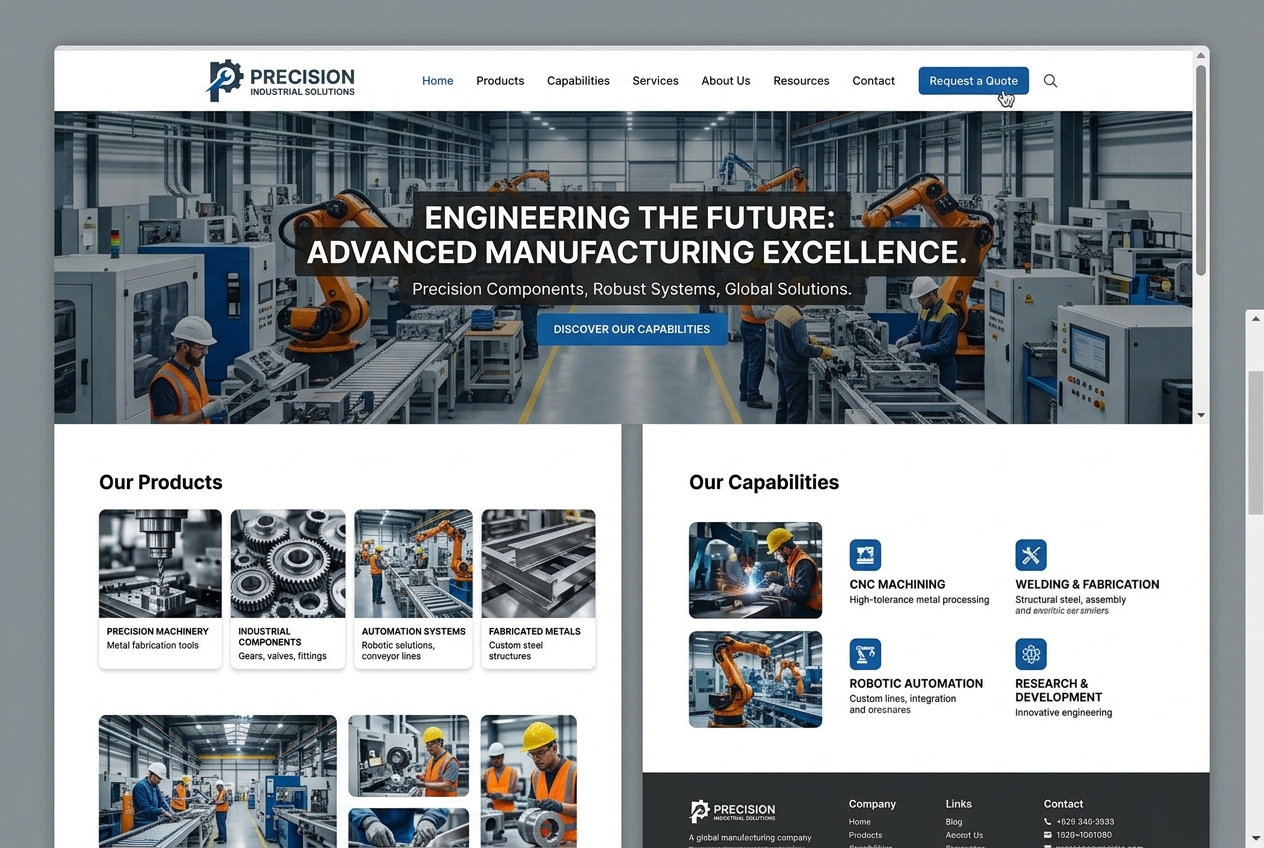 Manufacturing website preview