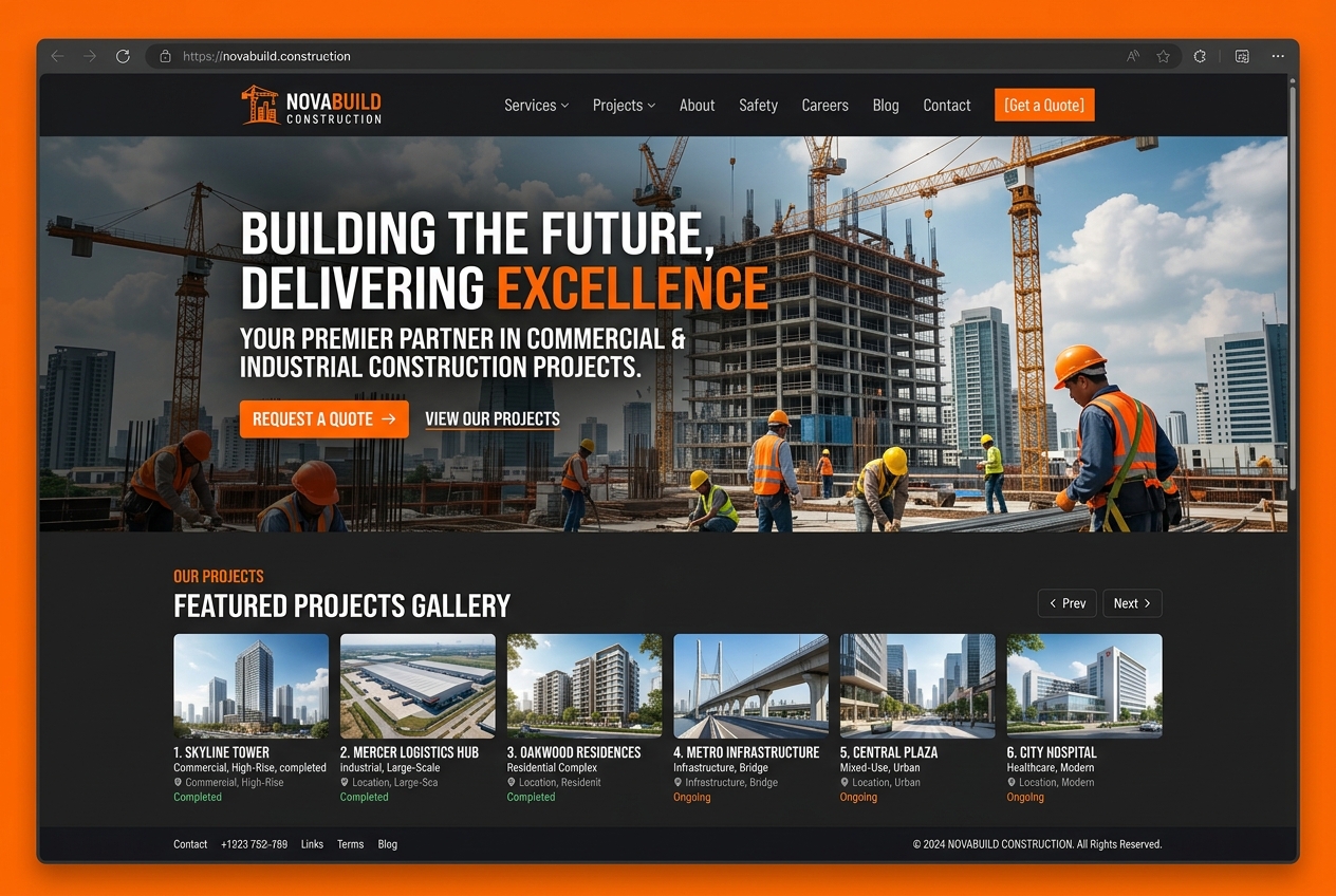 Construction website preview