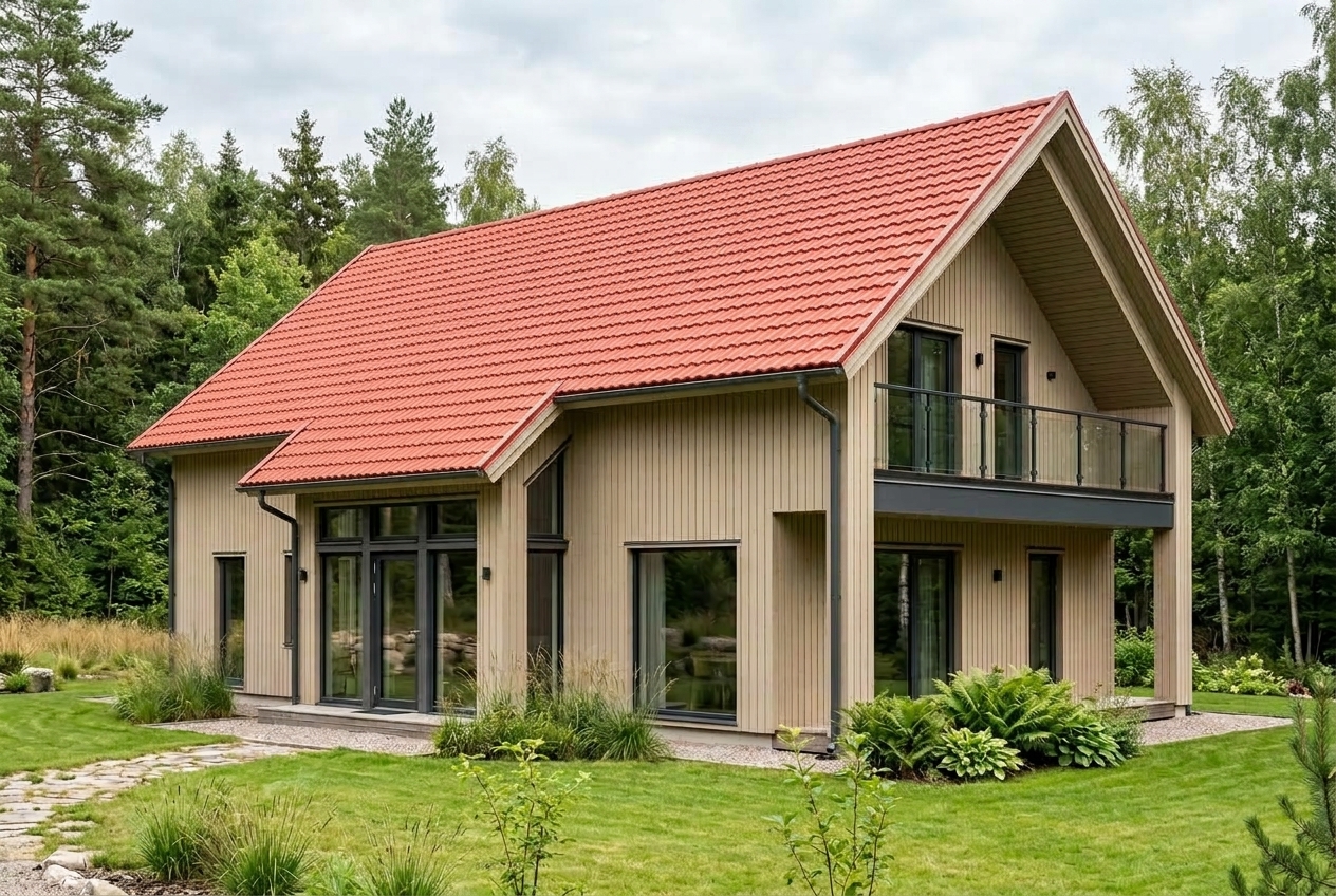 Hus med takfärg Specialröd