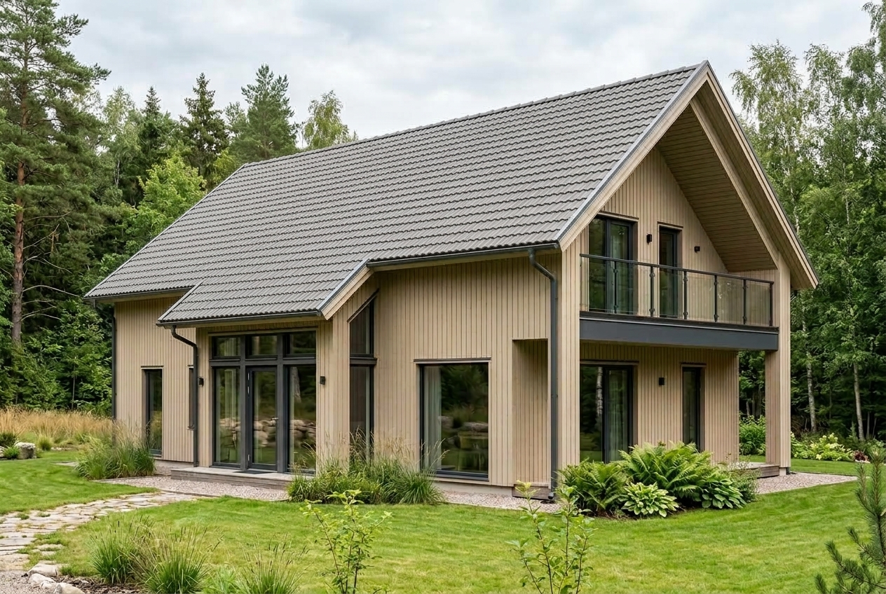 Hus med takfärg Grå