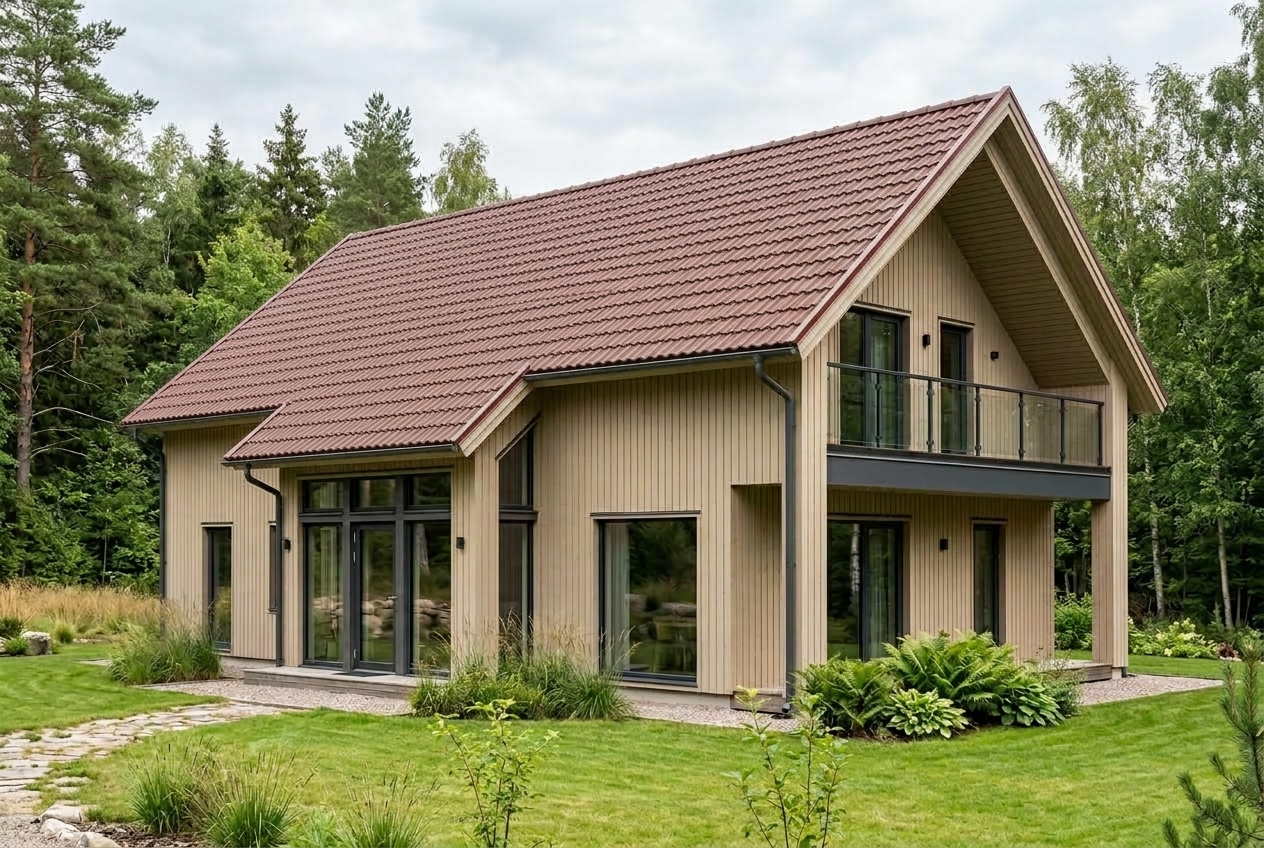 Hus med takfärg Oxiderad