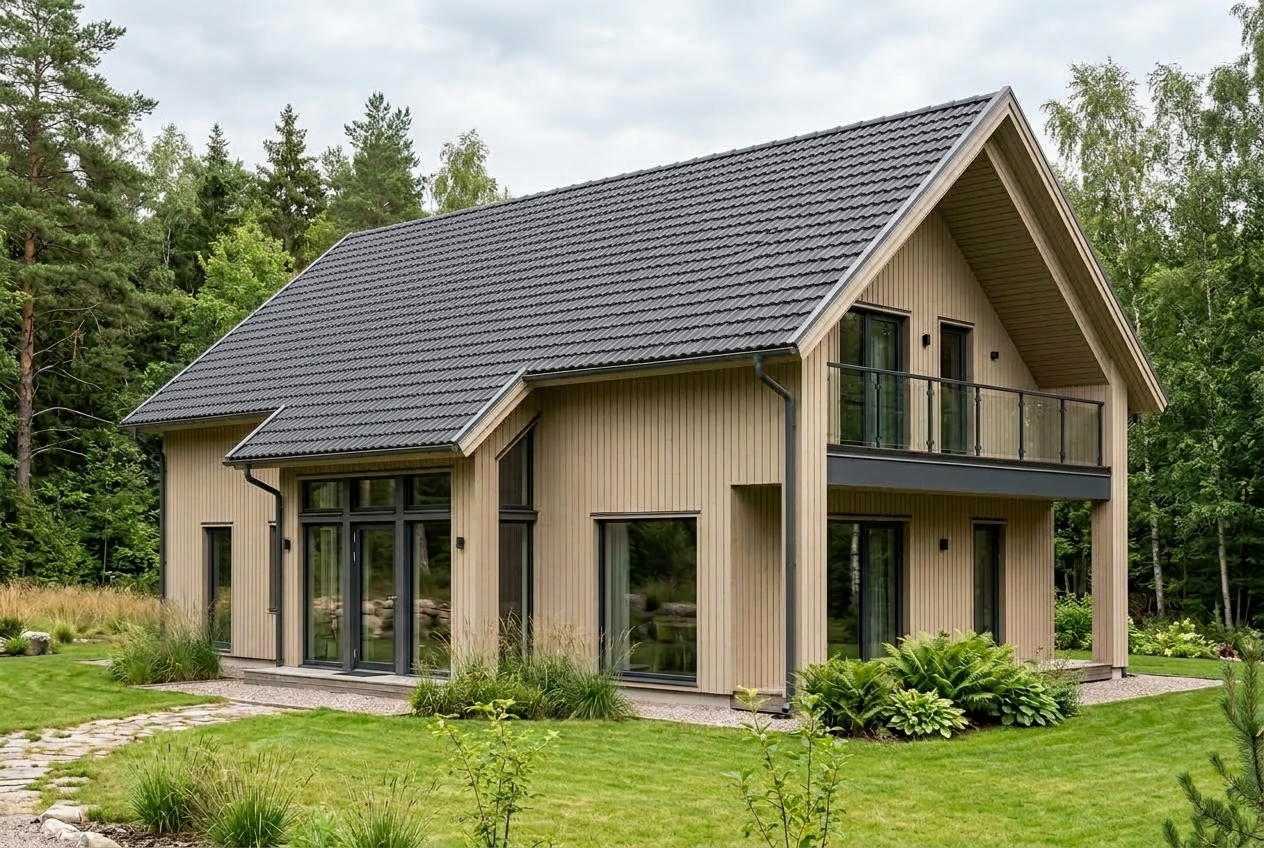 Hus med takfärg Mörk antracit