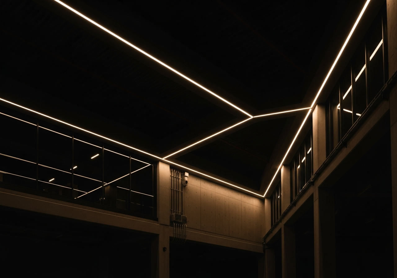 Industrial warehouse with precise lighting