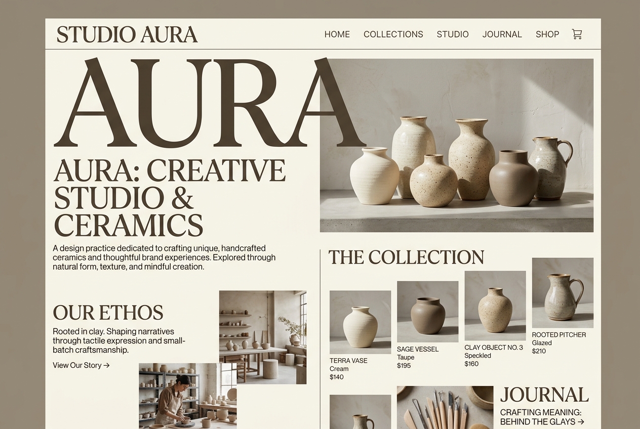 Studio Aura website concept mockup